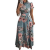 Women's Floral Print Summer Dress - 2025 New Boho A-Line Swing Dress with Short Sleeves, High Waist Flowy Maxi Dress for Beach &